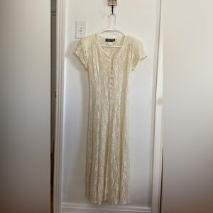 Vintage Cream Lace Maxi Dress